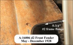 A-16006 LH d2 Front Fender – 5-3/4″  frame flange (May—December 1928)