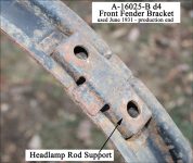 A-16025-B d4 Front Fender Bracket - at headlamp rod connection