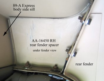 89-A Express Rear Fender Spacers (under fender view)