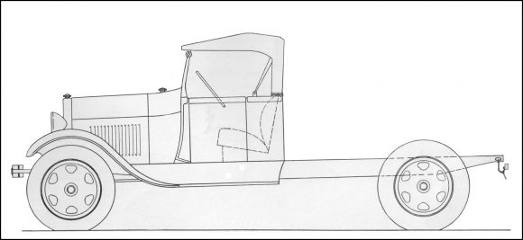 76-A Open Cab on AA131 - Ford Drawing 1929