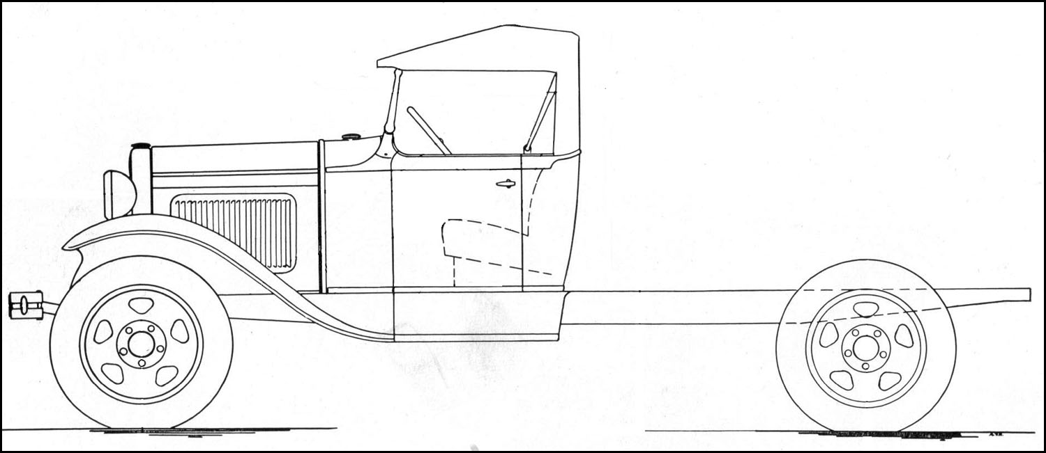 76-B Open Cab on AA131 - Ford Drawing 1930