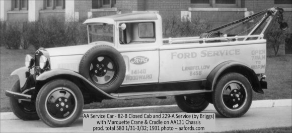 229-A Service Body -  Briggs - 1/31-3/32 - 580 - Marquette crane - 82-B Closed Cab - 1931 photo